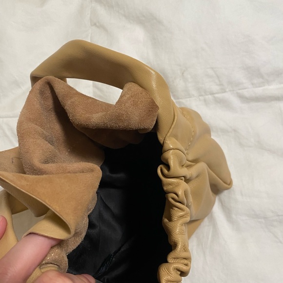 Topshop Taupe Ruched Leather Bag Shoulder Bag - Picture 6 of 6